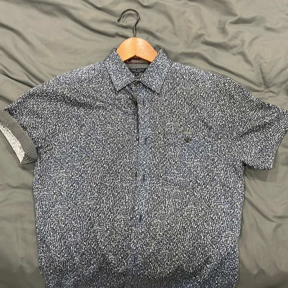 Blue patterned short sleeved button down from Ted Baker